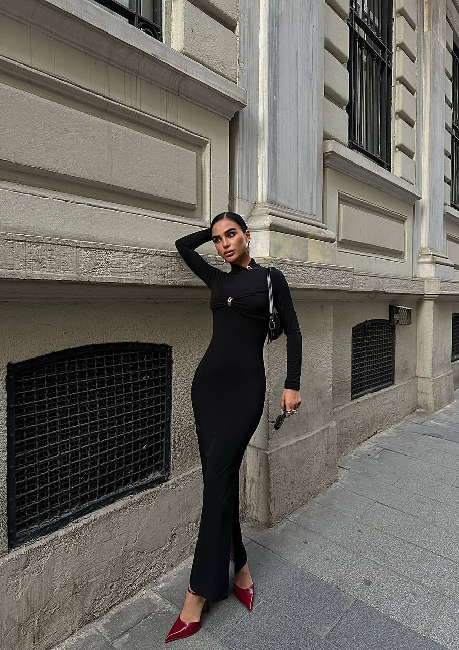 Mocha Twist Midi Dress – 1056