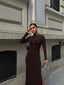 Mocha Twist Midi Dress – 1056