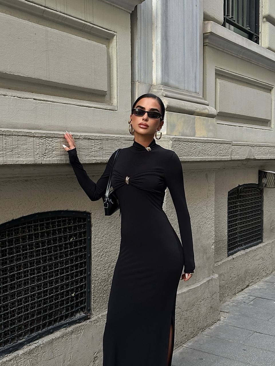 Mocha Twist Midi Dress – 1056