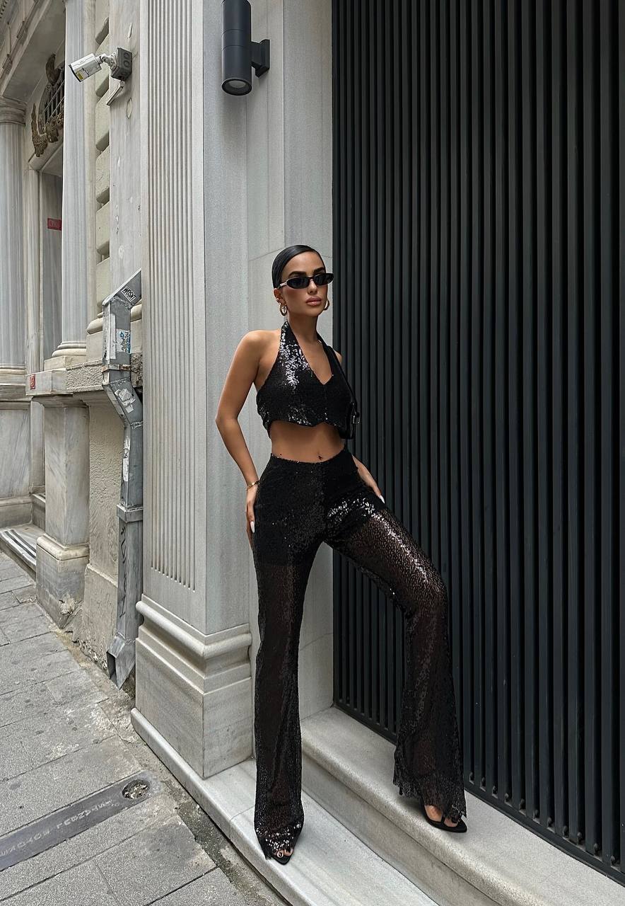 Noir Sequin Two-Piece Set – 1053