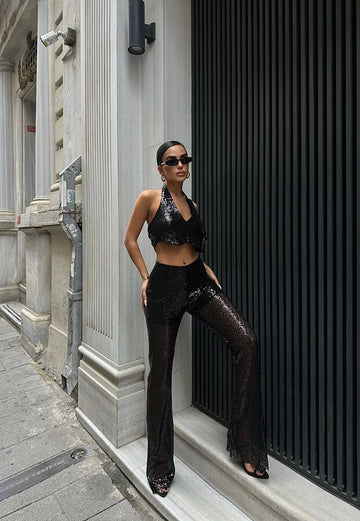 Noir Sequin Two-Piece Set – 1053