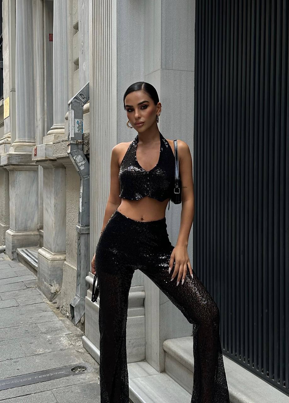 Noir Sequin Two-Piece Set – 1053