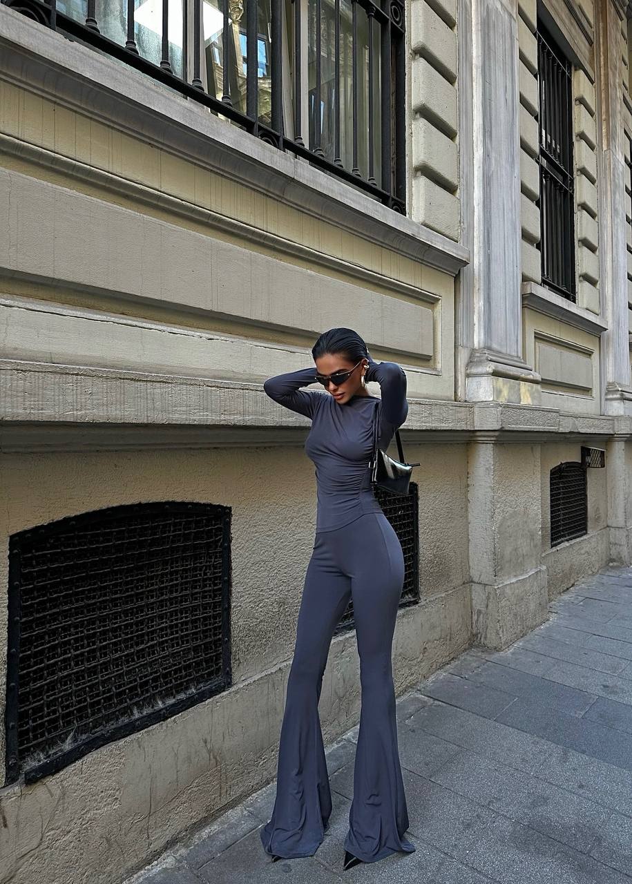 The Luxe Ruched Long-Sleeve Jumpsuit – 1046