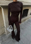The Luxe Ruched Long-Sleeve Jumpsuit – 1046