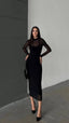 The Noir Elegance Midi Dress - 1020