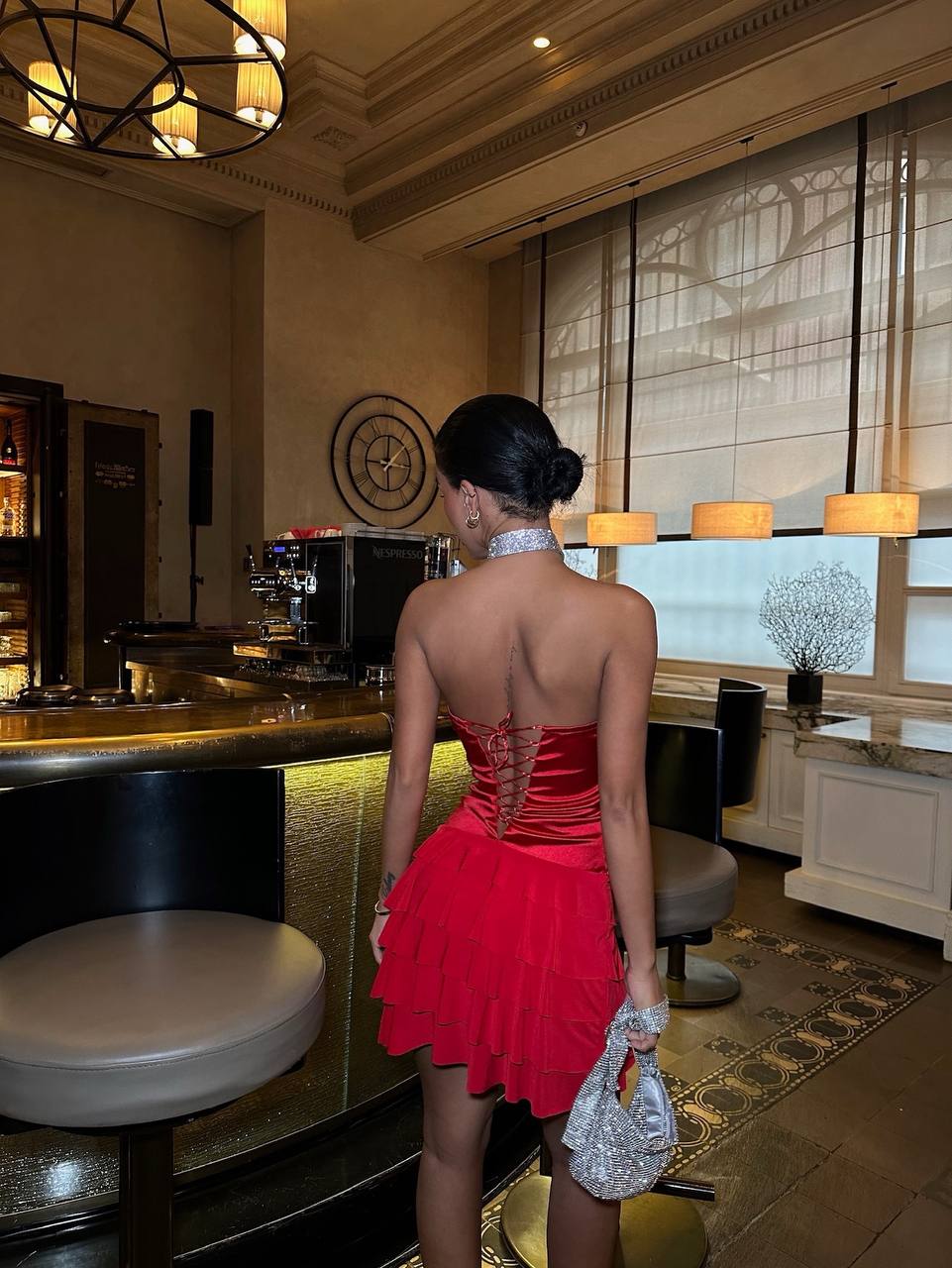 The Satin Ruffle Strapless Mini Dress – 1036