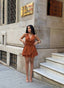 The Capri Drape Halter Mini Dress Sunset Romance - 1210