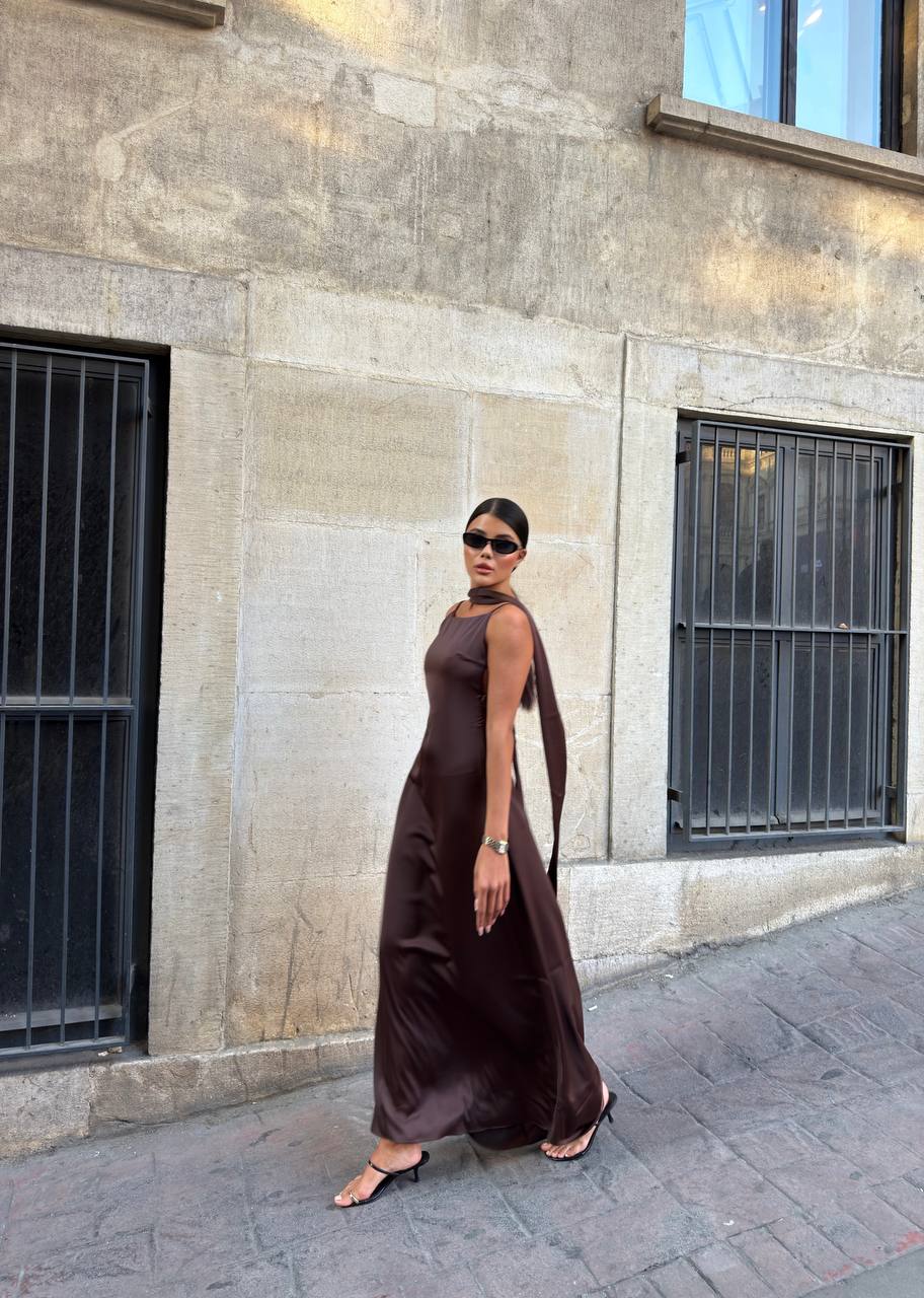 The Nova Backless Satin Maxi Dress Timeless Drape - 1235