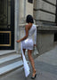 Radiant Edge Mini Dress One-Shoulder Draped Sash - 1248