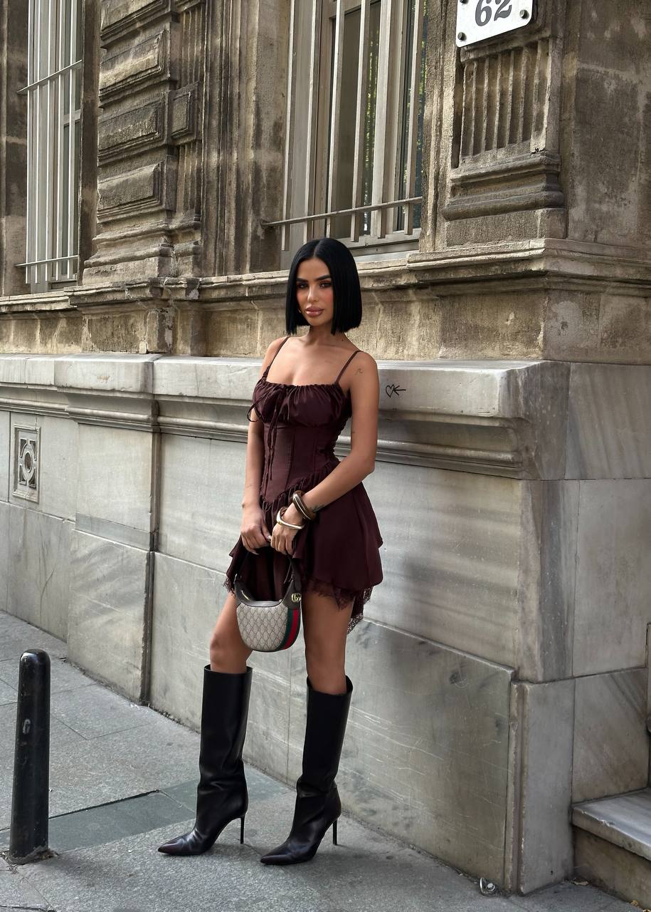 Romantic Corset Mini Dress Asym Lace 1266