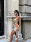 The Havana Cut-Out Ruffle Mini Dress Sunset Glow - 1229