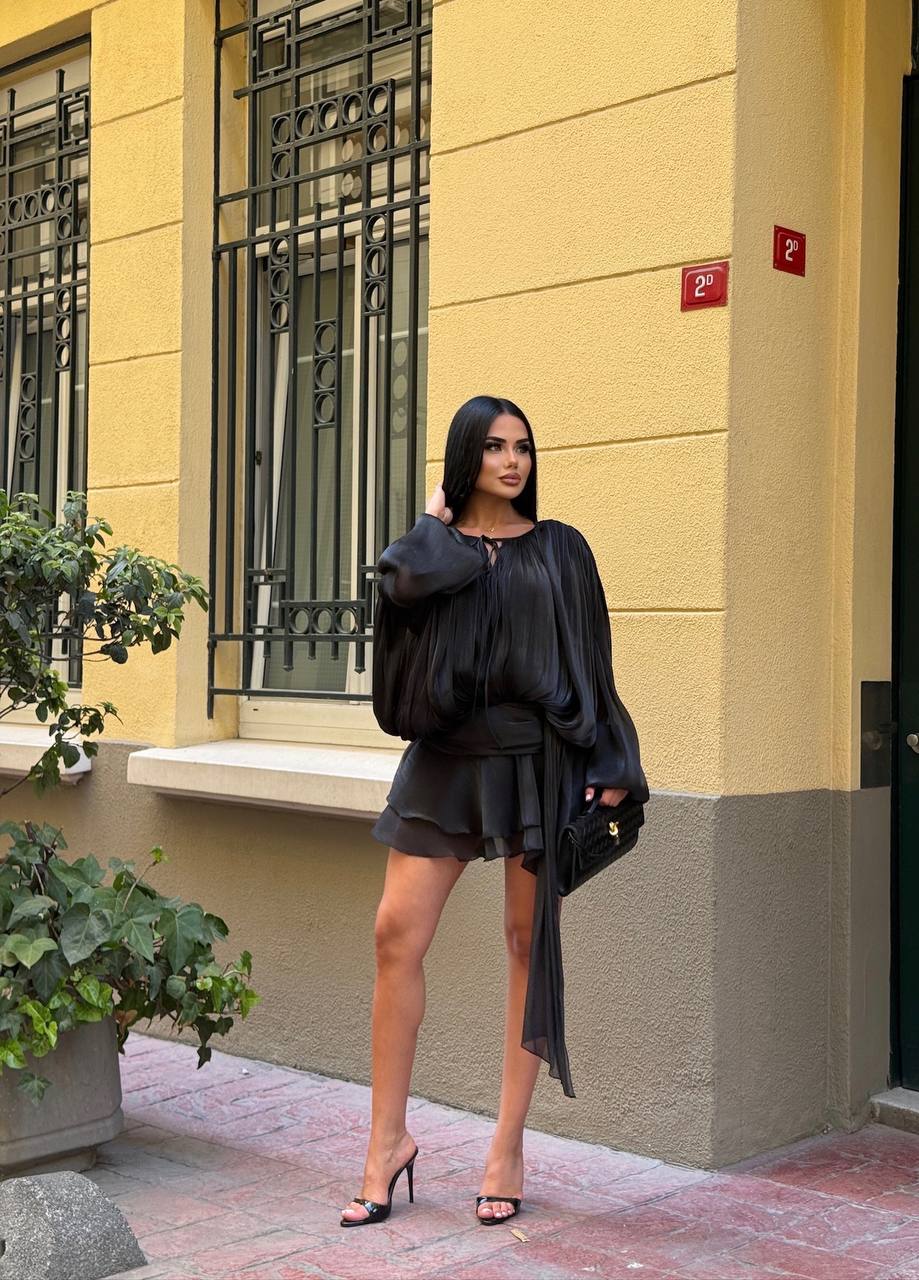 Celeste Pleated Flare Mini Dress Romantic Chic - 1234