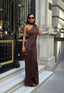 Eternal Glow Maxi Dress One-Shoulder Draped Scarf Detail - 1247