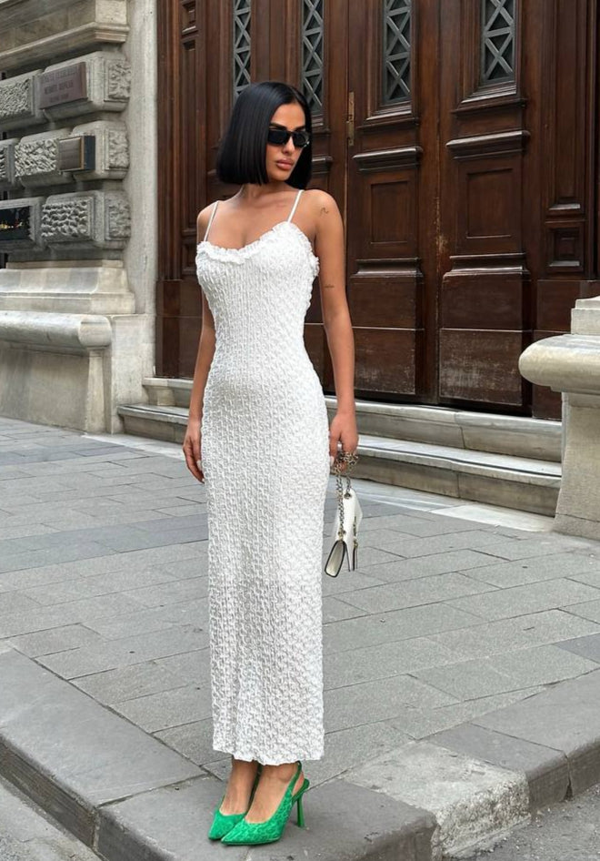 The Florence Crochet Maxi Dress Textured Romance - 1183