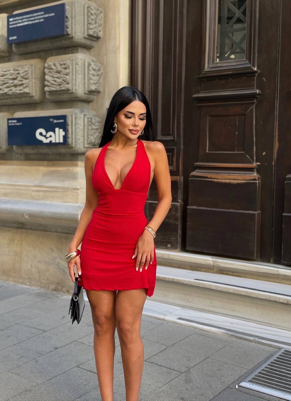 Velvet Flame Halter Mini Dress Night Luxe Edition - 1233