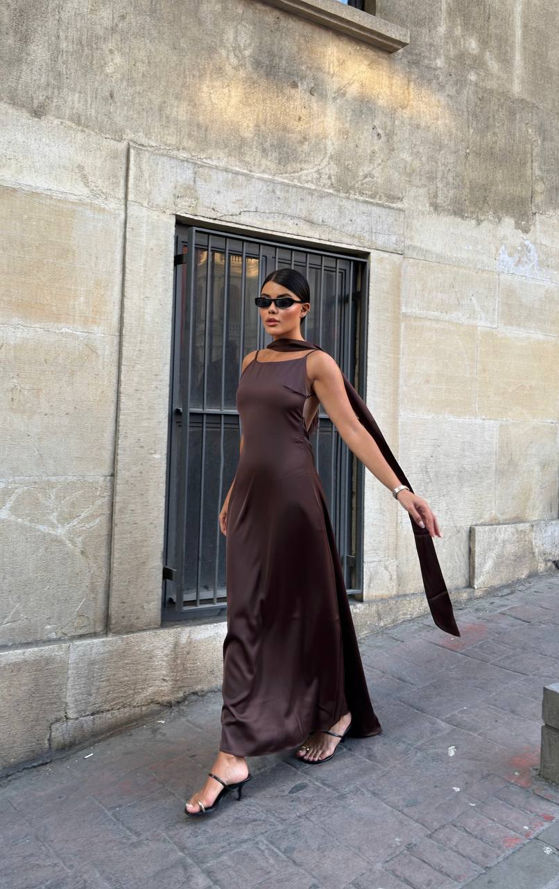 The Nova Backless Satin Maxi Dress Timeless Drape - 1235