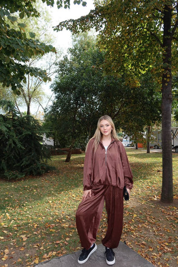 Urban Luxe Two-Piece Set Oversized Satin Finish 1261