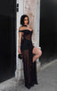 Maxi evening dress with sheer overlay - 1288