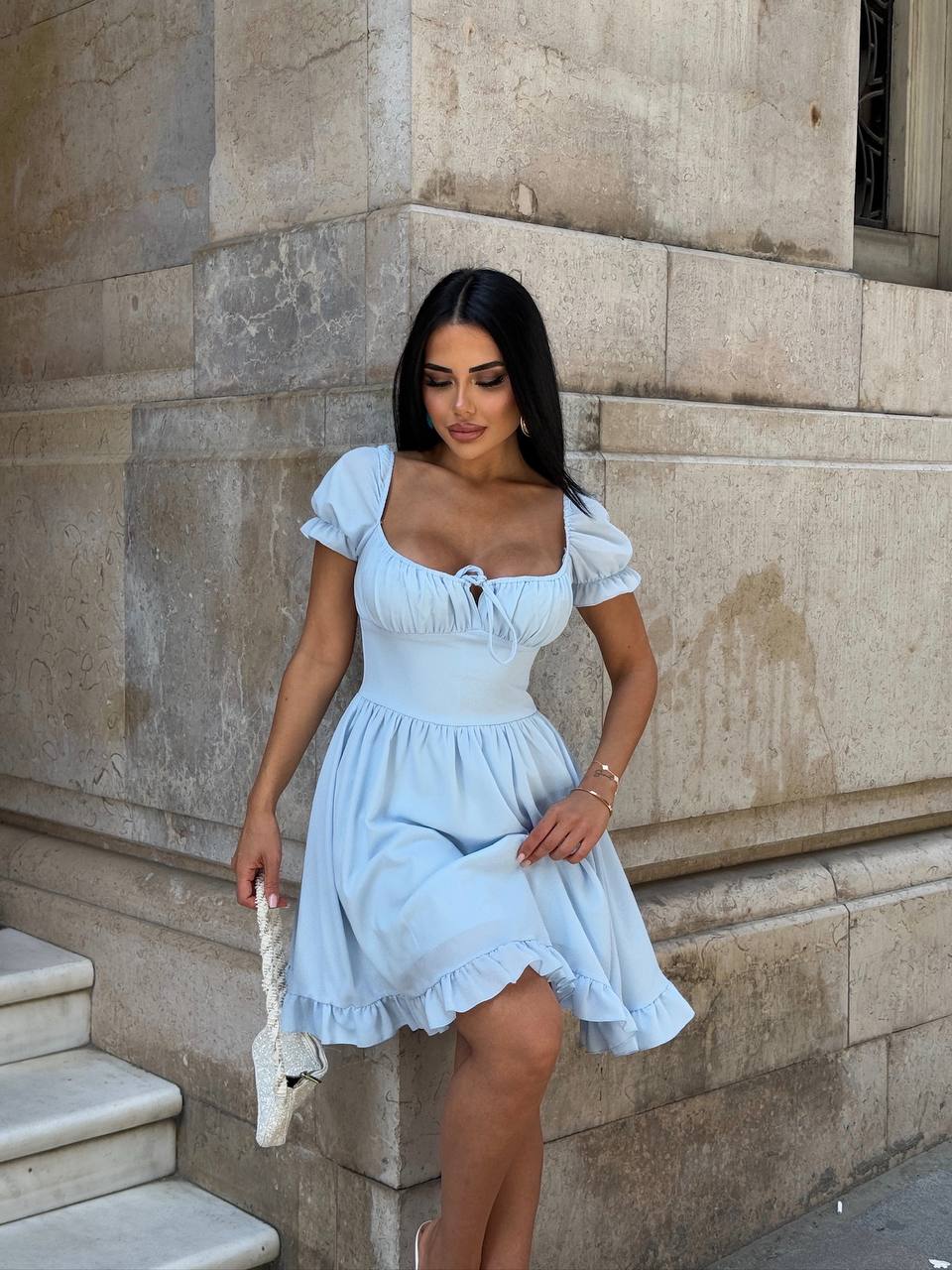 The Ruffle Charm Puff Sleeve Pastel Romance - 1228