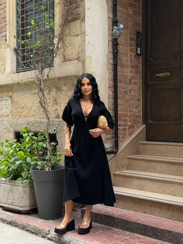 The Riviera Puff-Sleeve Midi Dress – 1206