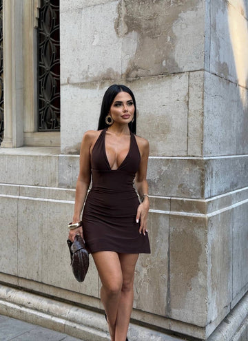 Velvet Flame Halter Mini Dress Night Luxe Edition - 1233