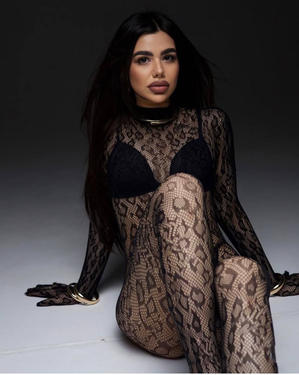 Noir Lace Illusion Full Bodysuit  Bold Elegance - 1180