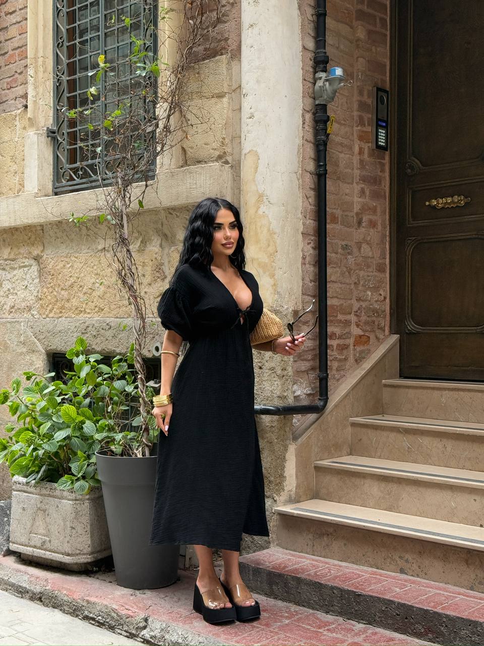 The Riviera Puff-Sleeve Midi Dress – 1206