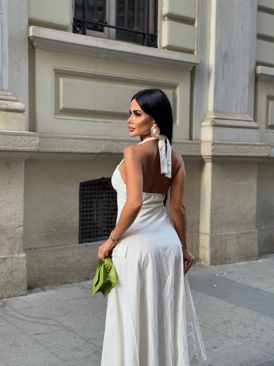 Riviera Backless Halter Midi Dress Elegant Summer Flow - 1230