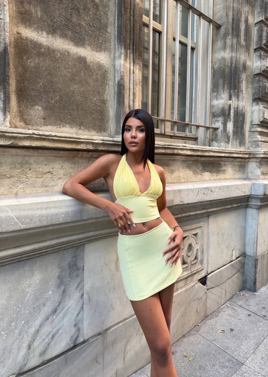 The Soleil Two-Piece Halter Mini Set – 1236