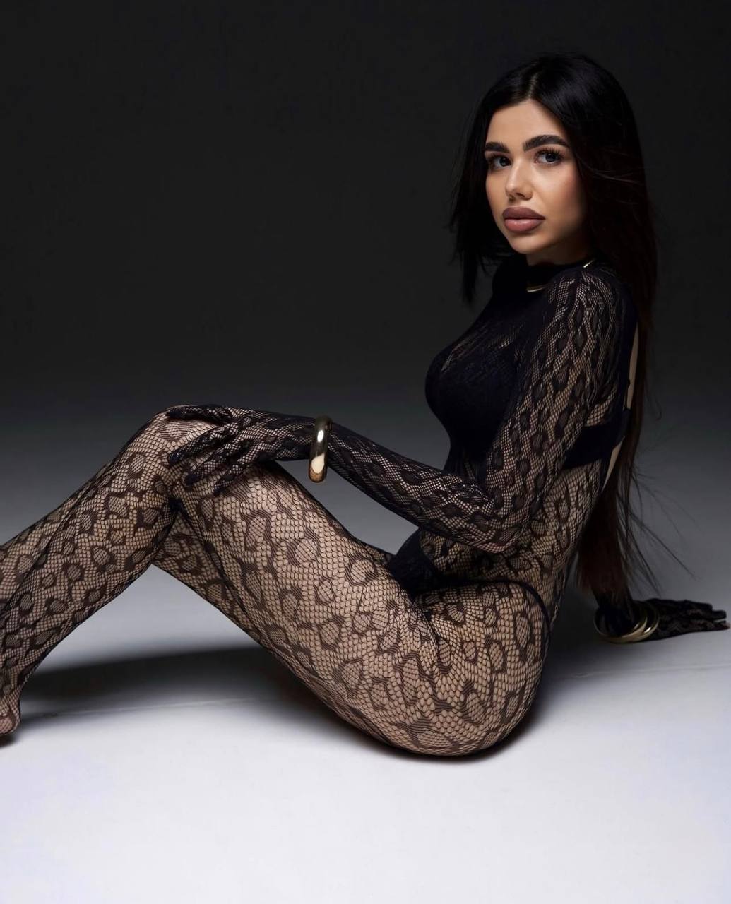 Noir Lace Illusion Full Bodysuit  Bold Elegance - 1180