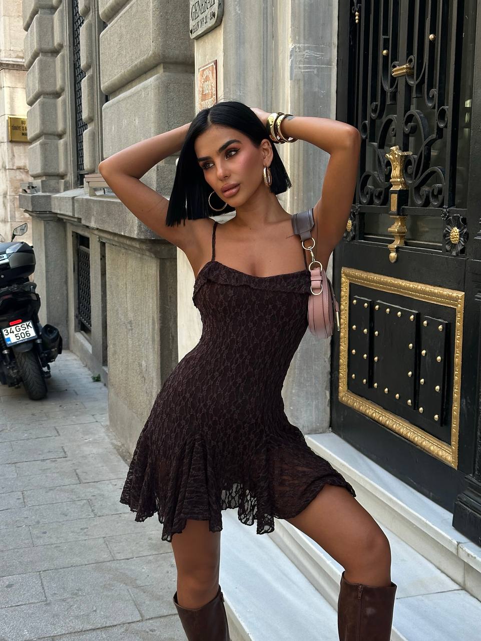 The Urban Romance Textured Mini Dress – 1237