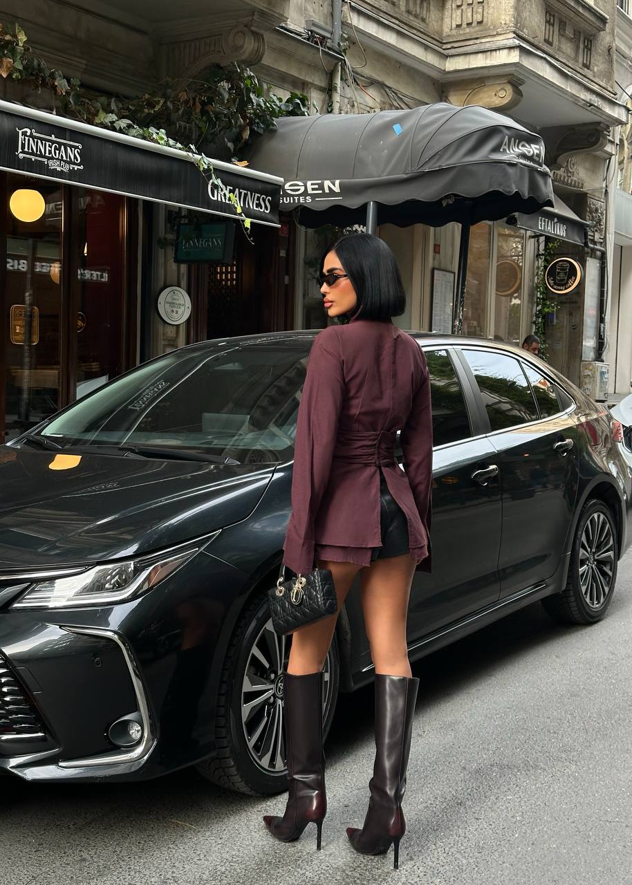 Sculpted Elegance Longline Shirt Dress Wrap Waist 1267