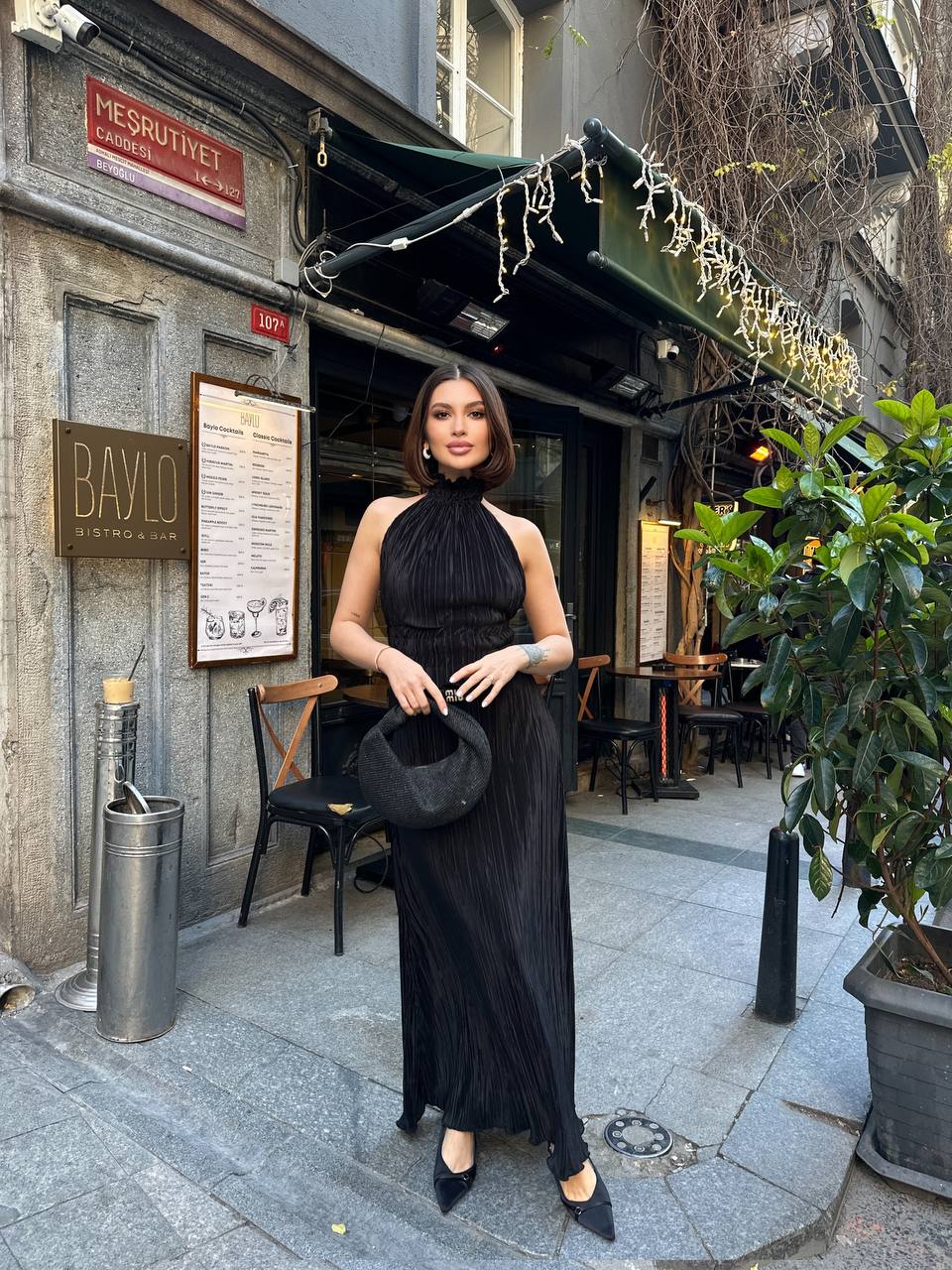 Ethereal Pleated Halter Maxi Dress - 1178