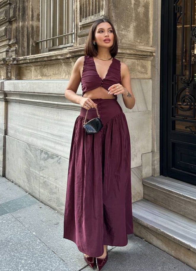 Chic Vintage-Inspired Two-Piece Set - 1179