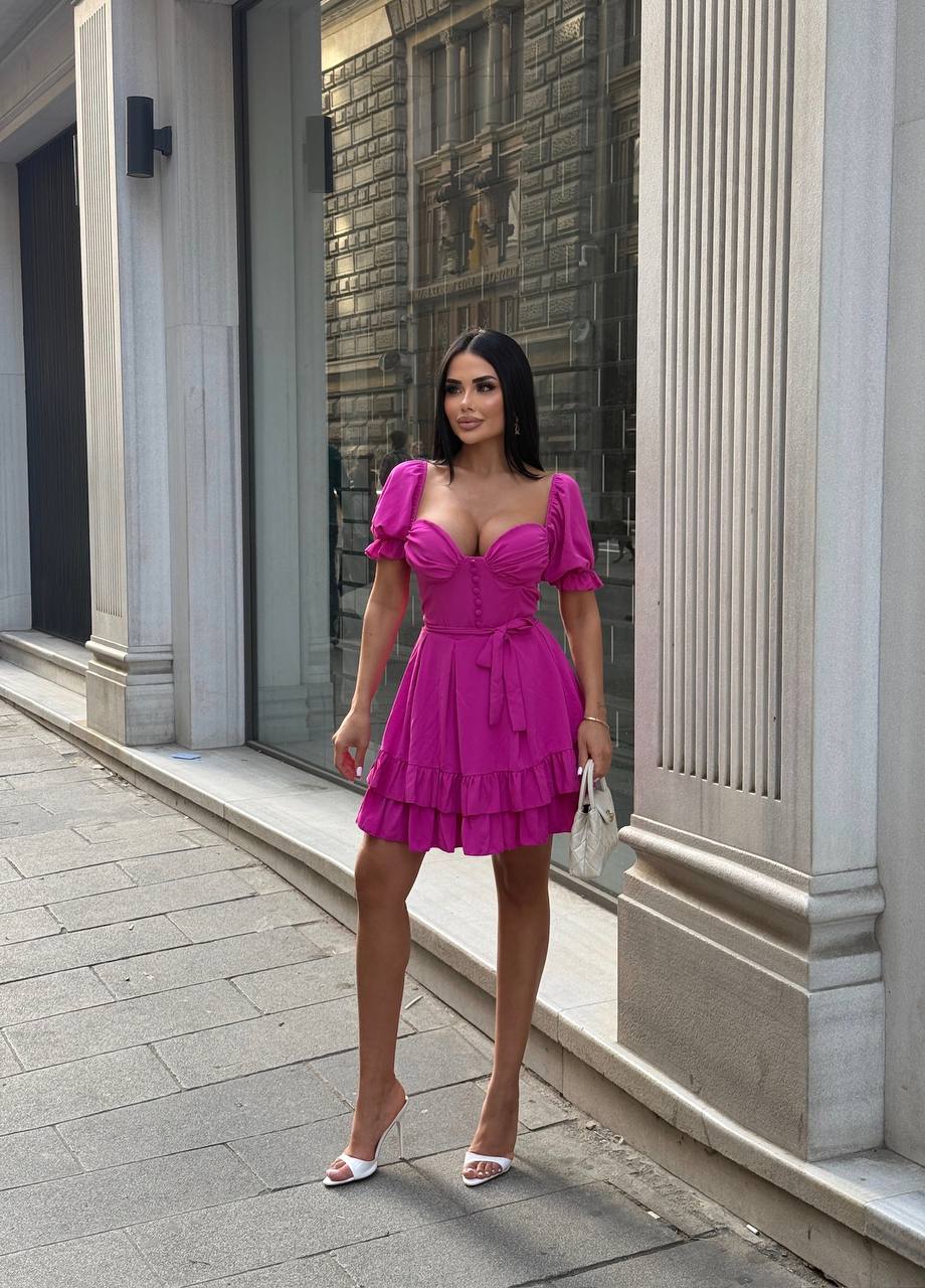 The Bella Ruffle-Sleeve Corset Mini Dress - 1204