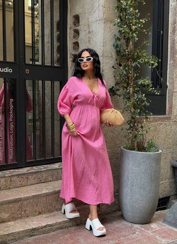 The Riviera Puff-Sleeve Midi Dress – 1206