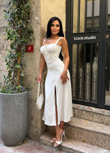 Sienna Lace-Up Corset Midi Dress - 1212