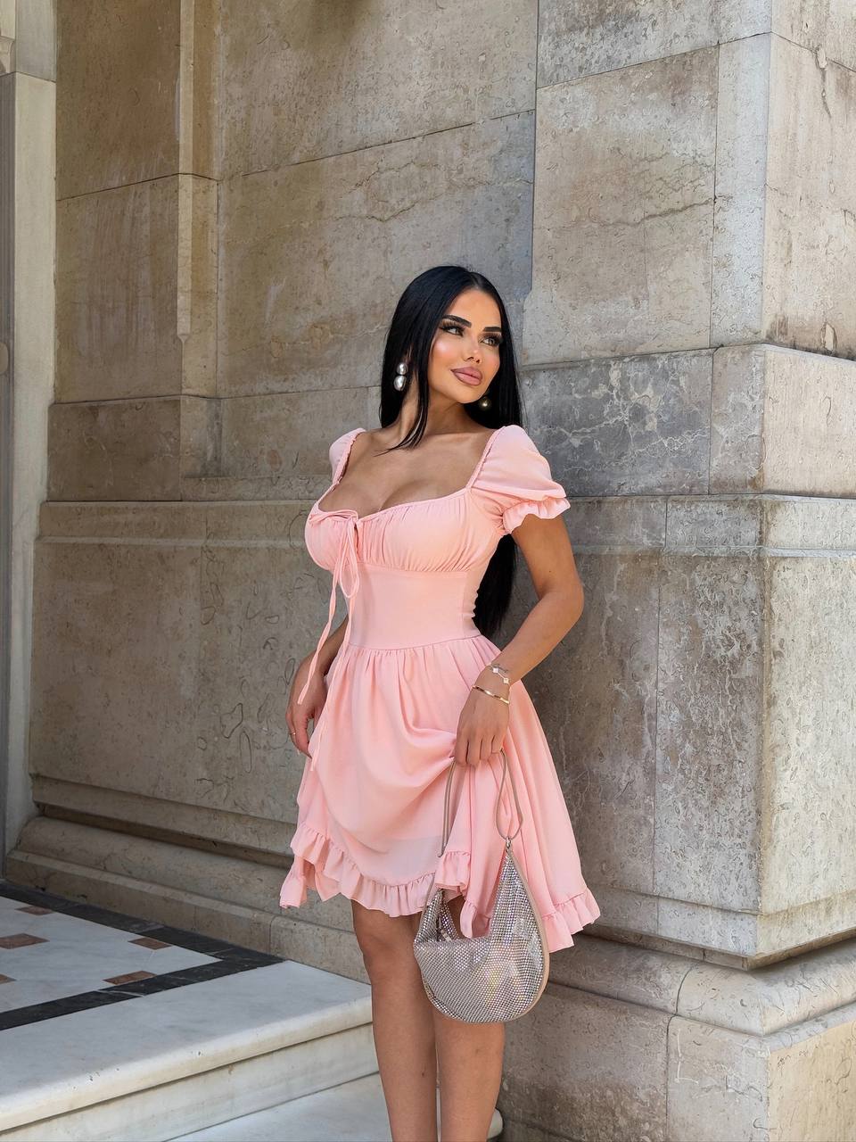 The Ruffle Charm Puff Sleeve Pastel Romance - 1228