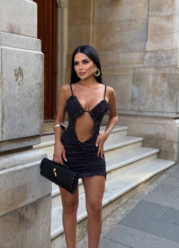 The Havana Cut-Out Ruffle Mini Dress Sunset Glow - 1229