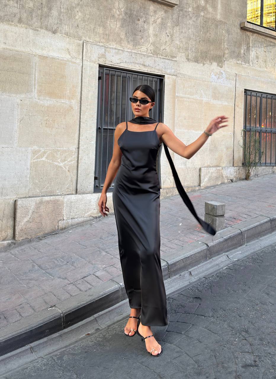 The Nova Backless Satin Maxi Dress Timeless Drape - 1235