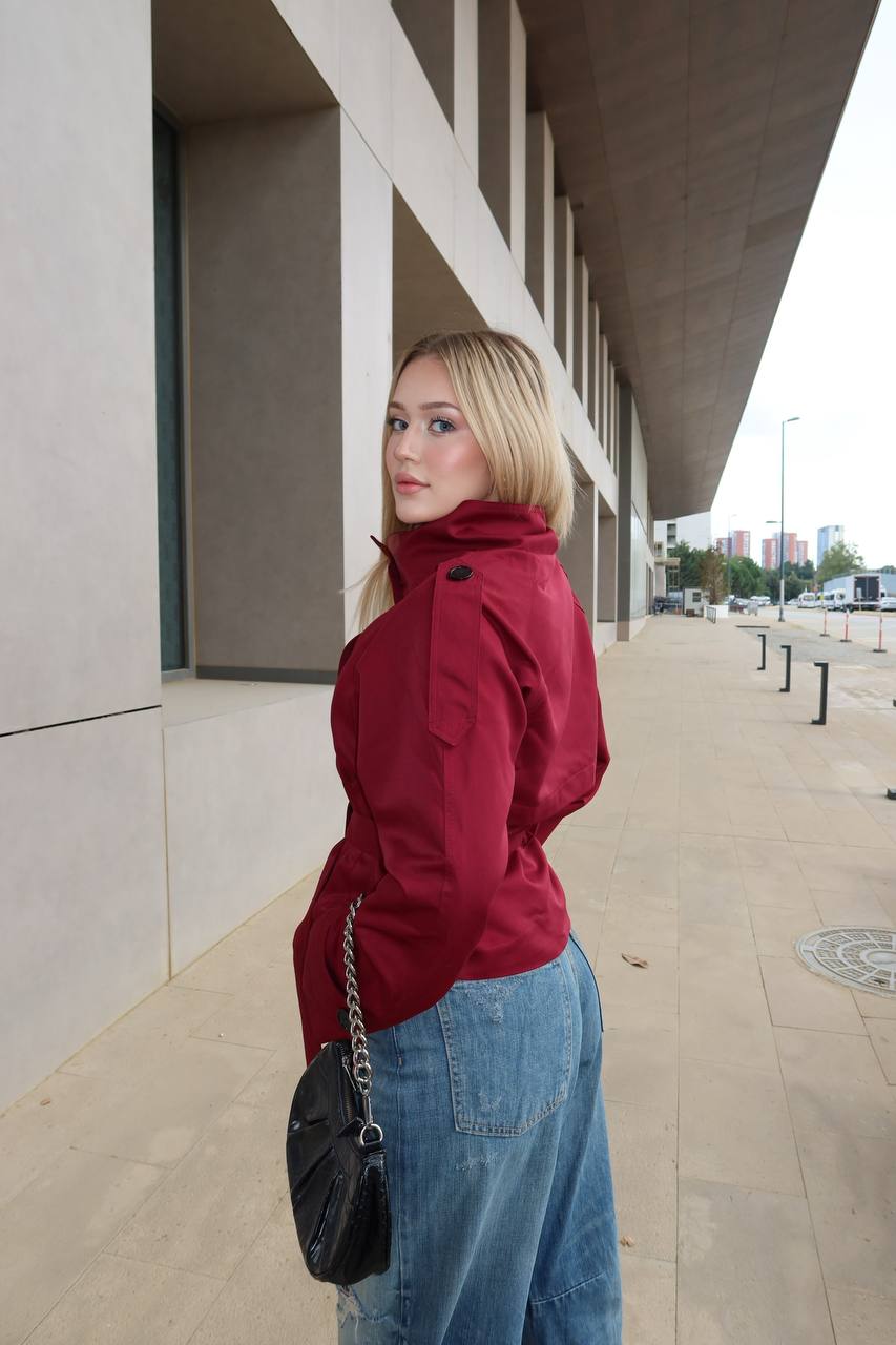 High-Collar City Trench – Short Belted Edition – 1254