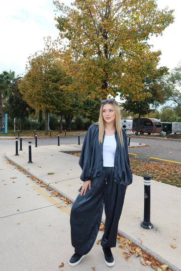 Urban Luxe Two-Piece Set Oversized Satin Finish 1261