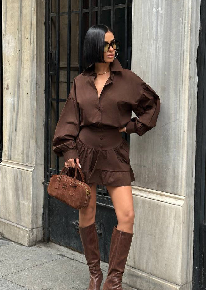 Urban Muse Mini Dress Fitted Button Front 1277