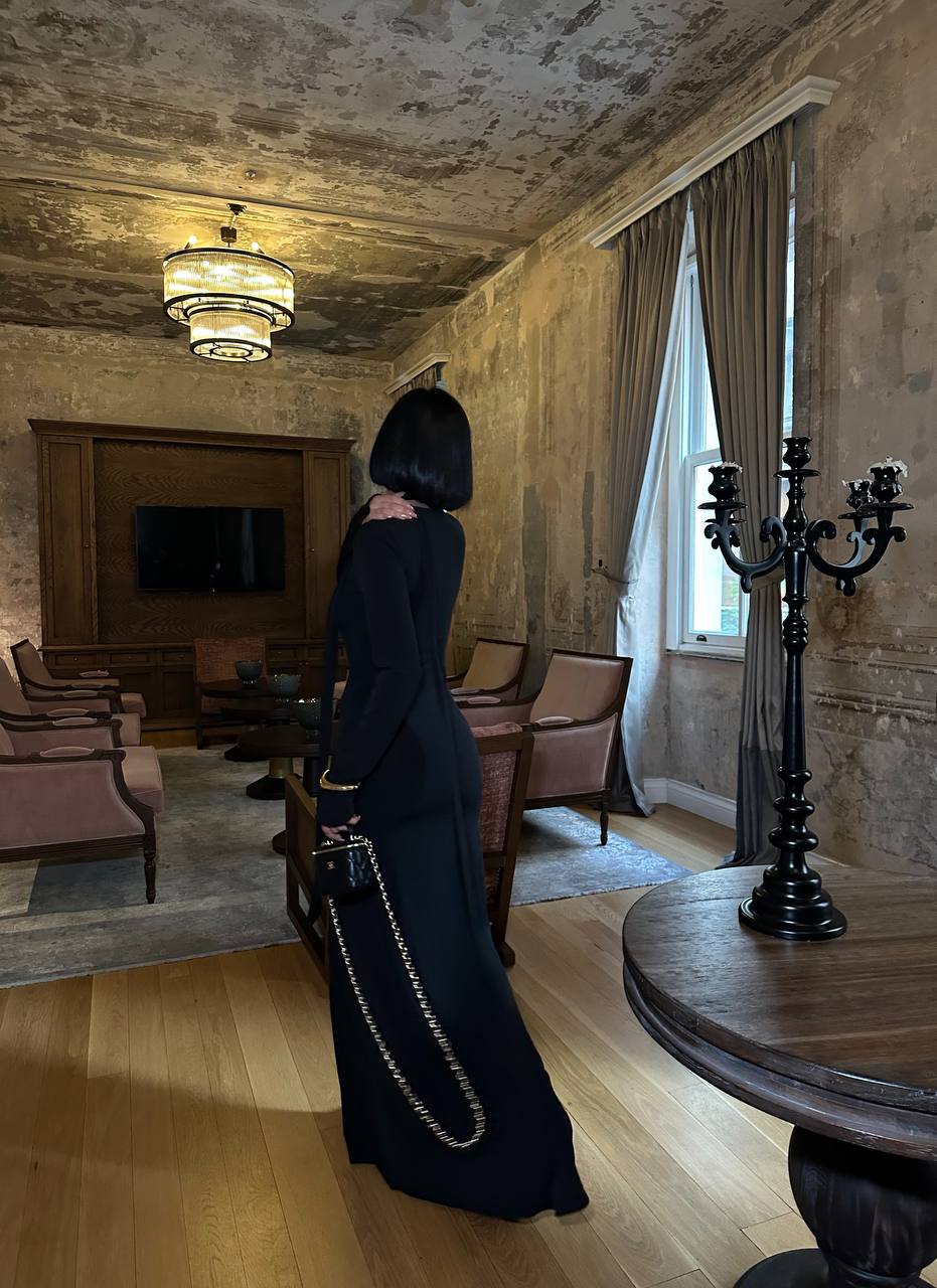 Midnight Allure Maxi Dress Fitted Lace-Up Front 1272