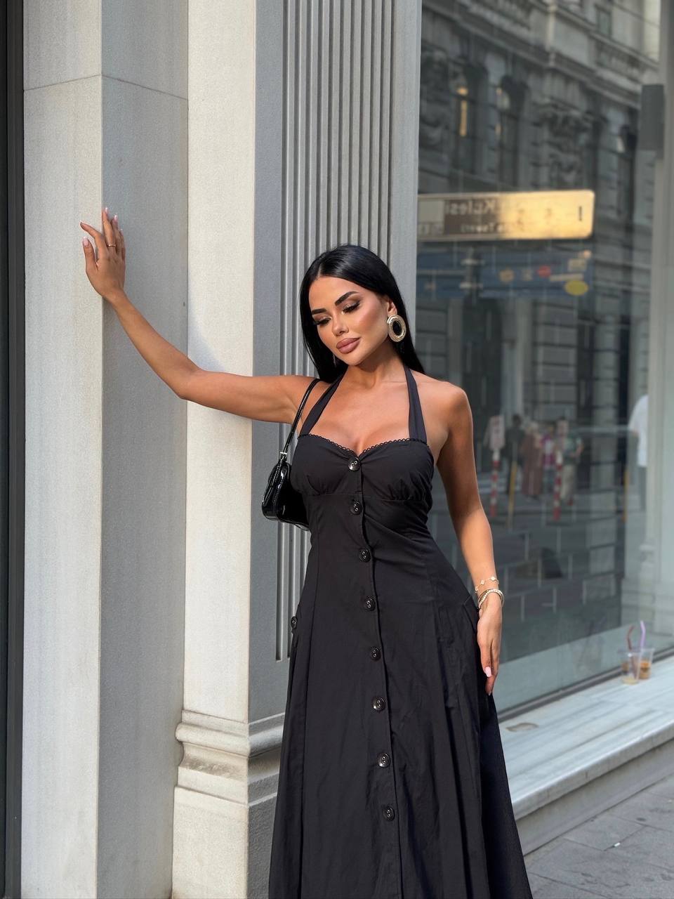 Riviera Backless Halter Midi Dress Elegant Summer Flow - 1230