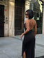 Noir Allure Maxi Dress Halter Chain Detail - 1259