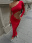 The Chic One-Shoulder Cutout Maxi Dress – 1077