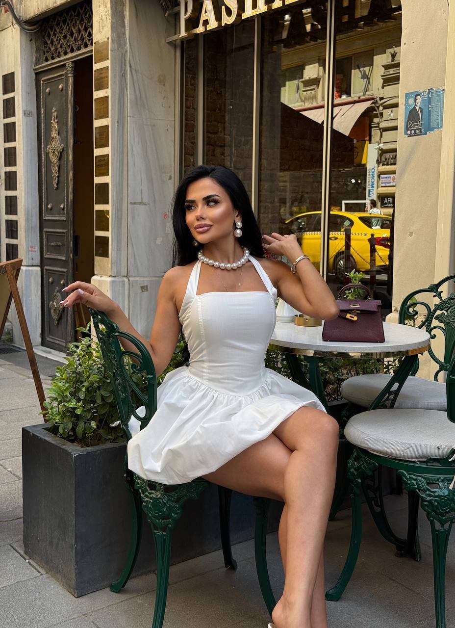 The Bella Halter Bubble Mini Dress Luxe Edition - 1214