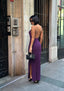 Noir Allure Maxi Dress Halter Chain Detail - 1259