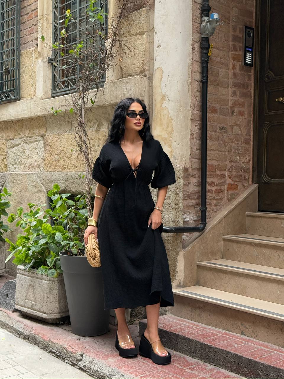 The Riviera Puff-Sleeve Midi Dress – 1206